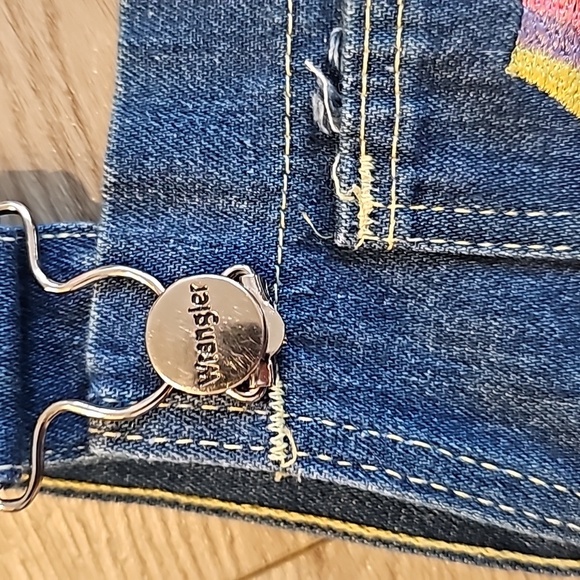 Vintage Wrangler Ice Cream Embroidered Denim Shortalls / Overalls, sz 4 Reg - Picture 4 of 9